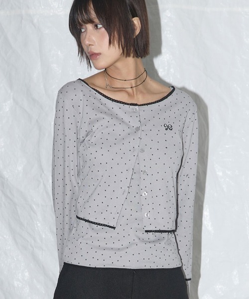 カーディガン A'GEM/9 × .kom 「 FANCY CLUB/ファンシークラブ」 LACE STAR BASIC CARDIGAN/レーススタ