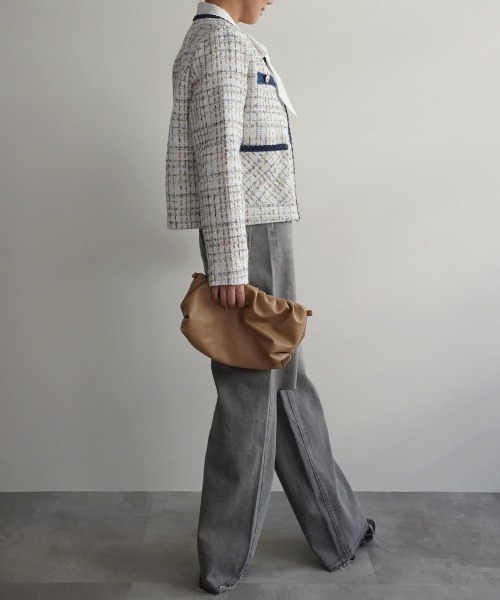 Rashik デニムジャケット gジャン ツイードリメイクデニムジャケット