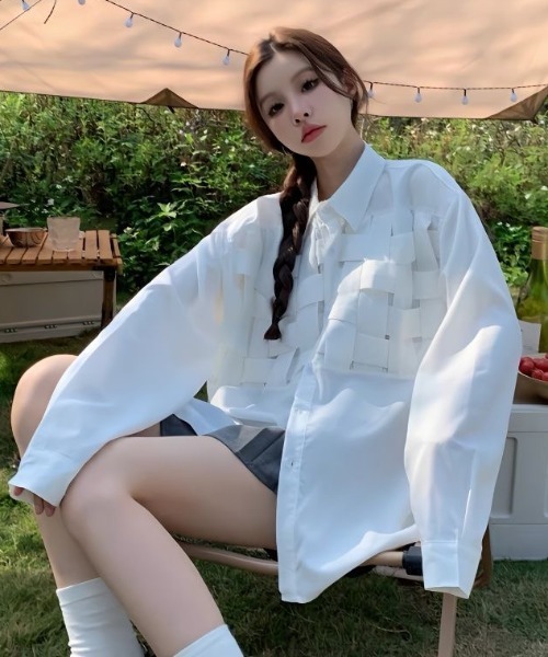 FreeZone シャツ 3Dクロッシングオーバーシャツ 編み物 メンズ