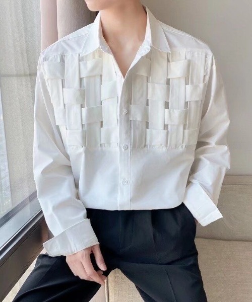 FreeZone シャツ 3Dクロッシングオーバーシャツ 編み物 メンズ