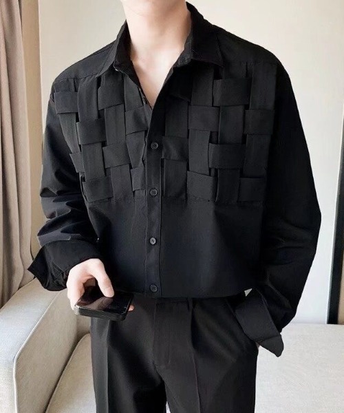 FreeZone シャツ 3Dクロッシングオーバーシャツ 編み物 メンズ