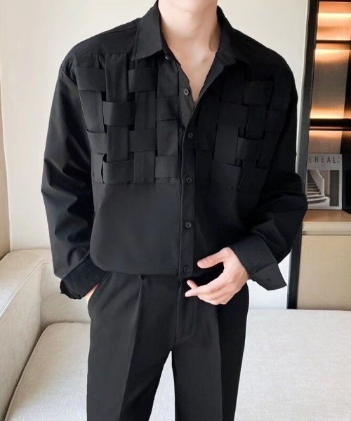 FreeZone シャツ 3Dクロッシングオーバーシャツ 編み物 メンズ