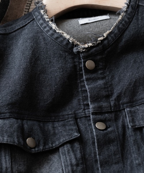 RUUBON デニムジャケット gジャン 「RUUBON」no collar fringe denim