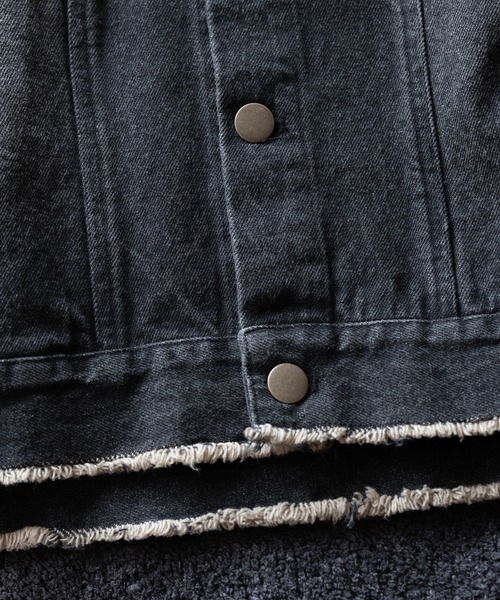 RUUBON デニムジャケット gジャン 「RUUBON」no collar fringe denim