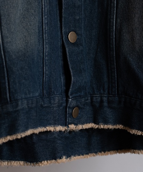 RUUBON デニムジャケット gジャン 「RUUBON」no collar fringe denim