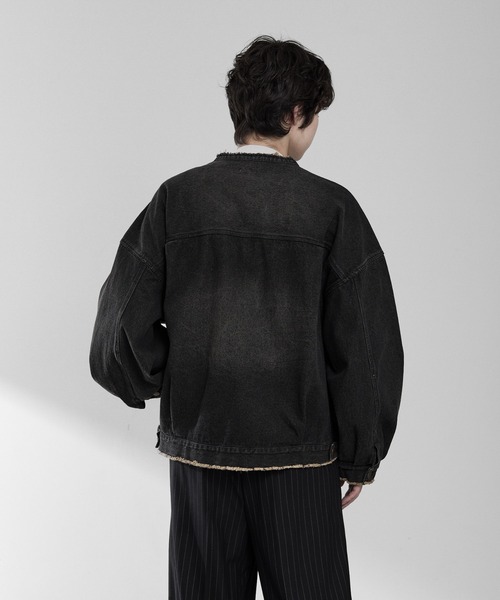 RUUBON デニムジャケット gジャン 「RUUBON」no collar fringe denim