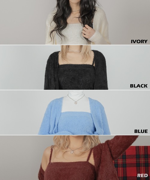 「FOLLOWIN」 ニットアンサンブル FREE ブルー レディース_画像2