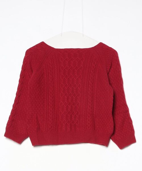 「Unaca」 7分袖ニット 38 レッド レディース_画像2