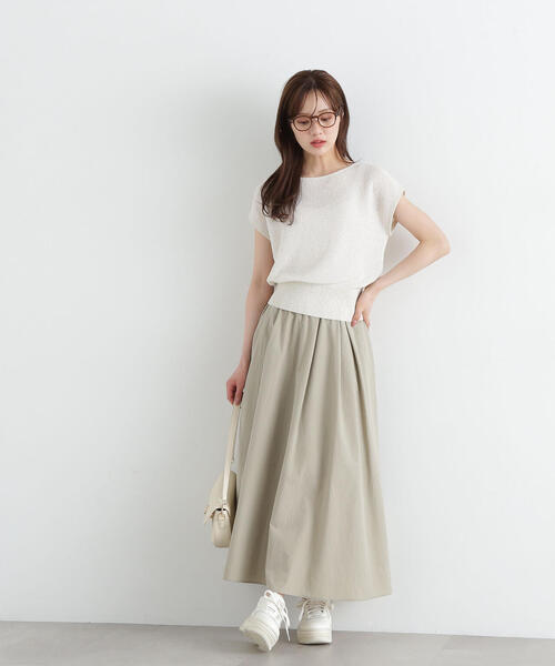 BRIEFING ホワイト スカート Sサイズ PROPORTION BODY DRESSING スカート ギャザーフレアースカート