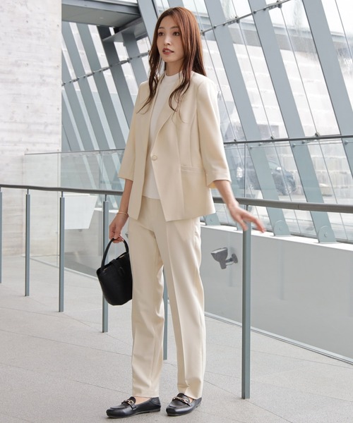 DRESS+（ドレスプラス） スラックス パンツ 一つボタンがリラクシーな