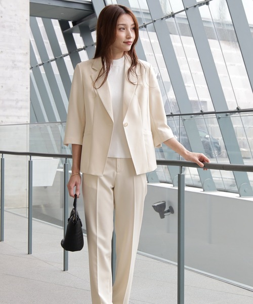 DRESS+（ドレスプラス） スラックス パンツ 一つボタンがリラクシーな