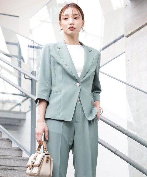 DRESS+（ドレスプラス） スラックス パンツ 一つボタンがリラクシーな