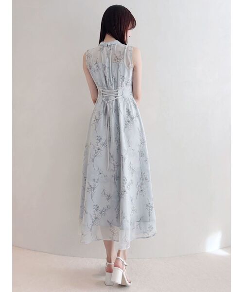花柄バックレースアップワンピース MERCURYDUO MERCURYDUO ワンピース 花柄バックレースアップワンピース
