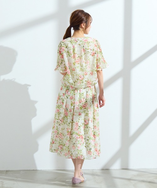 Rose Tiara ブラウス シャツ 「セットアップ可」ローズプリント