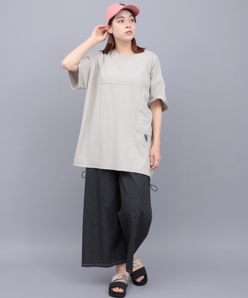 tシャツ サイドポケット布帛切替プルオーバー「大きいサイズ」 レディース チチカカ tシャツ サイドポケット布帛切替プルオーバー「大きい