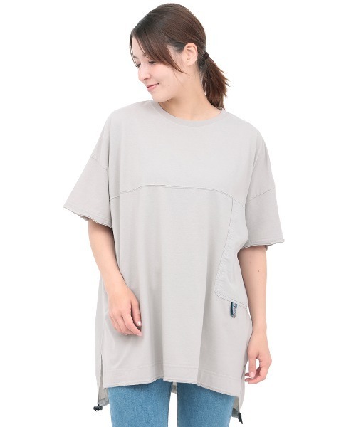 tシャツ サイドポケット布帛切替プルオーバー「大きいサイズ」 レディース チチカカ tシャツ サイドポケット布帛切替プルオーバー「大きい