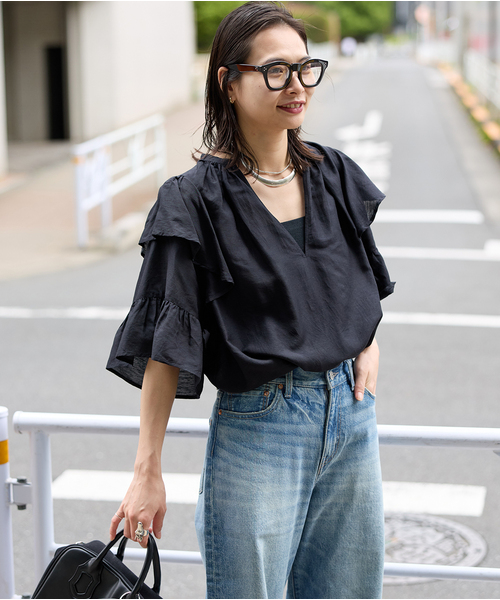 JOURNAL STANDARD ブラウス シャツ ソフトクロスフリルスリーブ