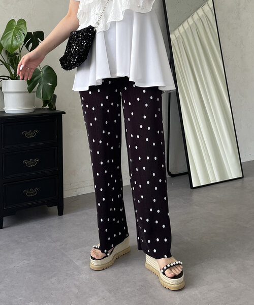 prose verse パンツ ポケット付きランダムドットプリーツパンツ