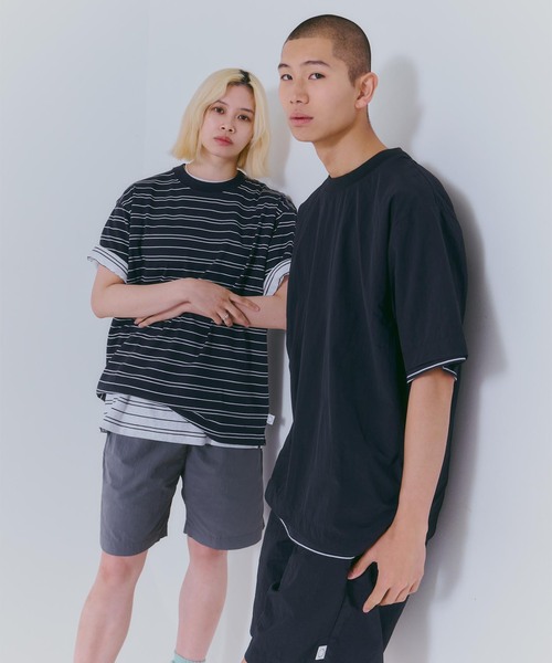 B.C STOCK tシャツ C.B.P ナイロン クルーネック半袖Tシャツ