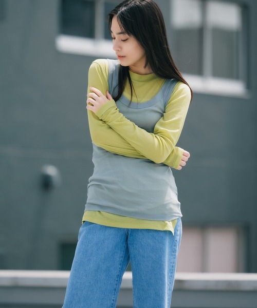 tシャツ ESLOW/エスロー  LAYERED TOP レイヤードトップ ノースリーブ レディース