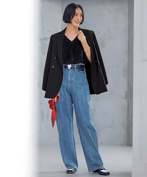 [UNFILO] обработка Denim брюки MEDIUM серый женский 