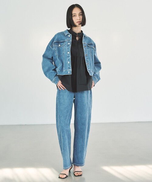 [UNFILO] обработка Denim брюки MEDIUM серый женский 