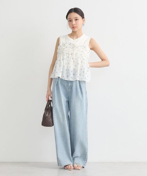COMME des GARÇONS 花柄ノースリーブビスチェ earth music&ecology ベスト ジレ 花柄ギャザーキャミビスチェ
