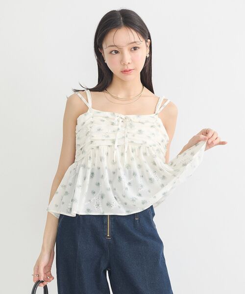 COMME des GARÇONS 花柄ノースリーブビスチェ earth music&ecology ベスト ジレ 花柄ギャザーキャミビスチェ