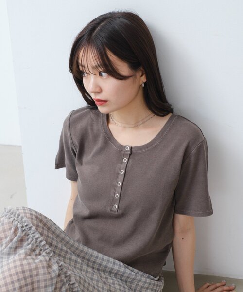 tシャツ 「新色追加/5色展開/XS.Fサイズ展開」ピグメントヘンリーTEE レディース