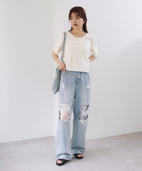 tシャツ 「新色追加/5色展開/XS.Fサイズ展開」ピグメントヘンリーTEE レディース 新色追加/5色展開/XS.Fサイズ展開】ピグメントヘンリーTEE