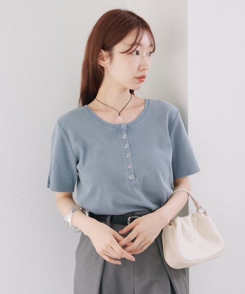 tシャツ 「8.3(日)0:00新色発売/5色展開/XS.Fサイズ展開」ピグメントヘンリーTEE レディース