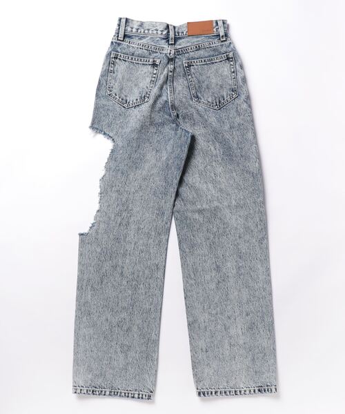 「EVRIS」 ダメージ加工デニムパンツ MEDIUM ライトブルー レディース