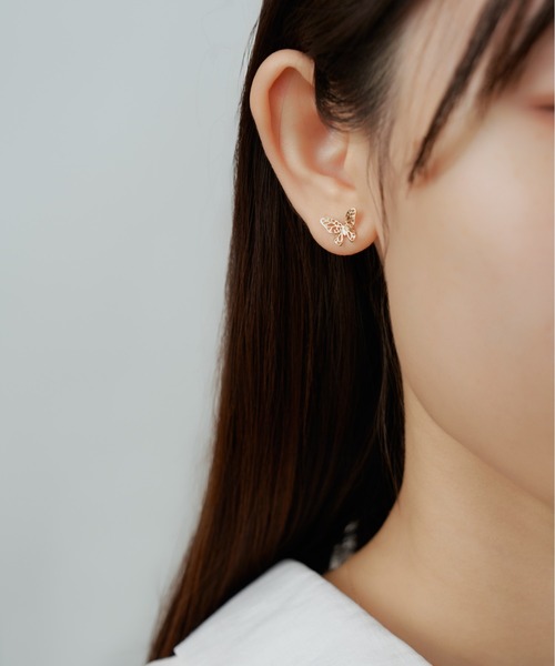 ピアス K10 バタフライ ピアス レディース メンズの画像