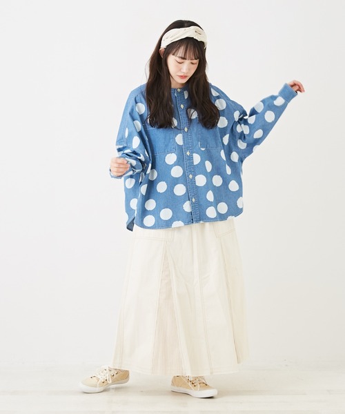 「CUBE SUGAR」 長袖ブラウス M インディゴブルー レディース_画像2