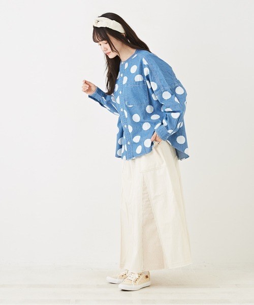 「CUBE SUGAR」 長袖ブラウス M インディゴブルー レディース_画像3