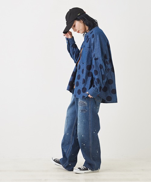 「CUBE SUGAR」 長袖ブラウス M インディゴブルー レディース_画像6