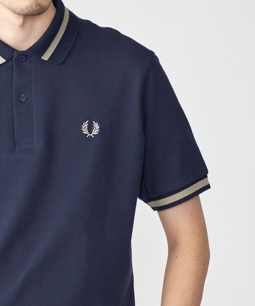 極美品 FREDPERRY フレッドペリー ネイビー 緑 ポロシャツ M 半袖 極美品 FREDPERRY フレッドペリー ネイビー 緑 ポロシャツ M