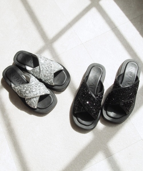 「VIVIAN」 フラットサンダル M シルバー レディース_画像2