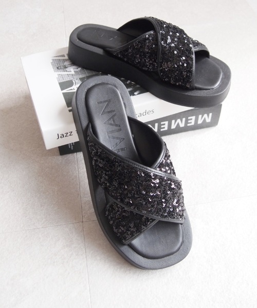 「VIVIAN」 フラットサンダル M シルバー レディース_画像5