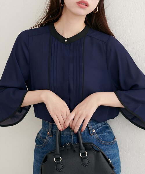 natural couture ブラウス シャツ 「WEB限定」ピンタックフレアカフス 