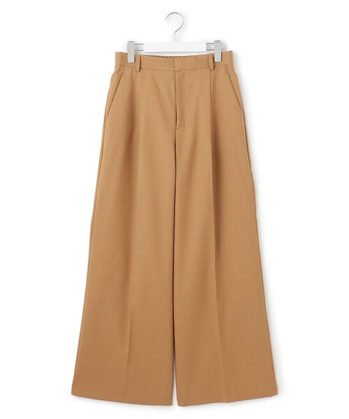 パンツ ナチュラルストレッチサキソニー タック ワイド パンツ レディース_13