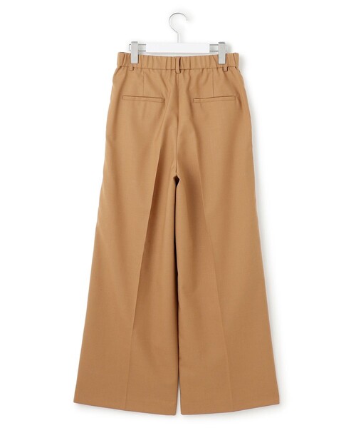 パンツ ナチュラルストレッチサキソニー タック ワイド パンツ レディース_12
