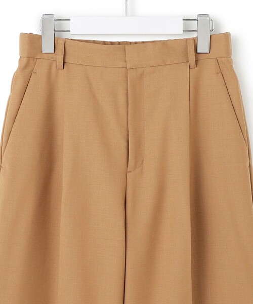 パンツ ナチュラルストレッチサキソニー タック ワイド パンツ レディース_11