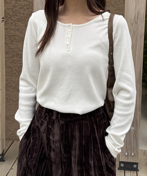 ヘンリーネック　コットンプルオーバー tシャツ ヘンリーネックプルオーバー レディース : ZOZOTOWN Yahoo!店