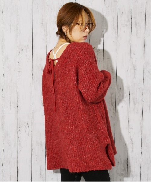 ニット セーター 「バックリボン×ブークレ」レディース チュニックニット ふんわり長丈 秋冬 レディース | ブランド登録なし | 07