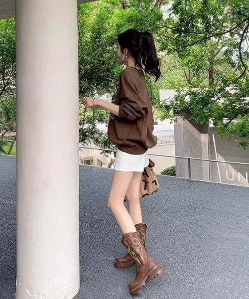 ブーツ 刺繍デザイン 入りウエスタンブーツ レディース : ZOZOTOWN