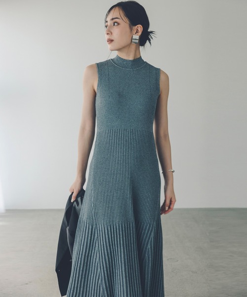 「anuans」 ニットワンピース SMALL ラベンダー レディース_画像9