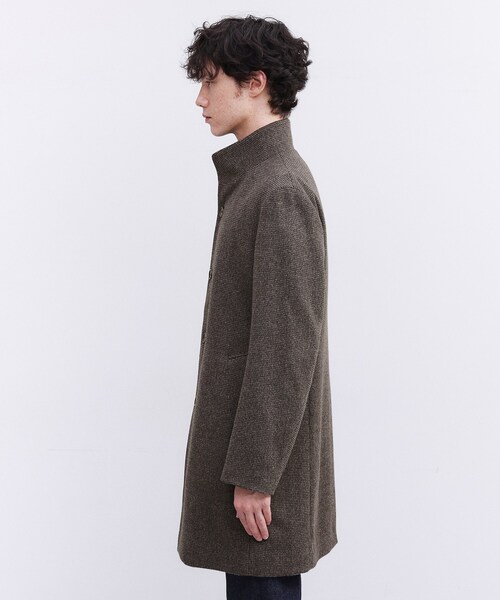 タケオキクチ カシミア混 ヘリンボーン スタンドカラーコート 着用感の