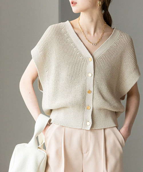 NOBLE ニットベスト　新品 NOBLE（ノーブル） ニットベスト - ブルー レディース : ZOZOTOWN
