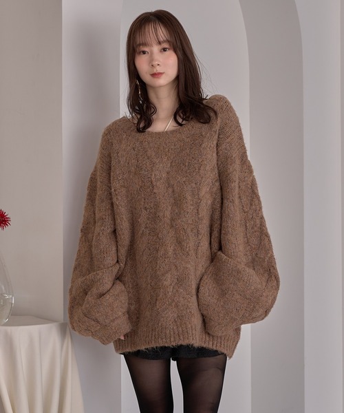 mideal ニット セーター cable design knit pullover / ケーブル